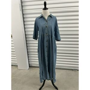Vintage d.frank Women's Denim Button-Down Midi Dress